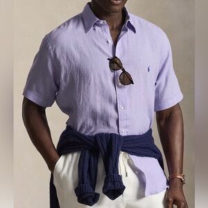 Ralph Lauren Men's 100% Linen Short Sleeve Casual Shirt - Medium NEW WITH TAGS